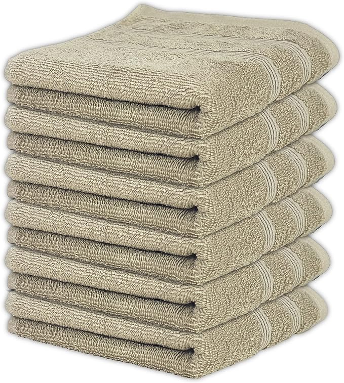 Kaufman - Premium Hand Towels Set for Bathroom, Spa, Gym, and Face Towel 100% Cotton Ring Spun, Ultra Soft Feel and Highly Absorbent Towels (Linen, 6-PK)-StrideForce Fitness