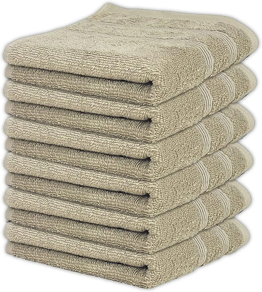 Kaufman - Premium Hand Towels Set for Bathroom, Spa, Gym, and Face Towel 100% Cotton Ring Spun, Ultra Soft Feel and Highly Absorbent Towels (Linen, 6-PK)-StrideForce Fitness