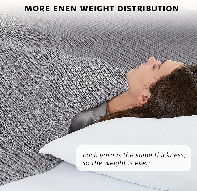 L'AGRATY Knitted Weighted Blanket - 60"x80" 20lbs Cooling Chunky Knit Heavy Blanket for Adults Braided Crochet Throw Thick Cable Yarn Knit Decorative No Beads Evenly Weighted Machine Washable-StrideForce Fitness