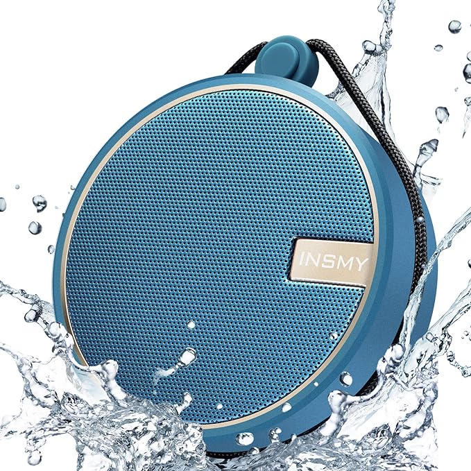 INSMY C12 IPX7 Waterproof Shower Bluetooth Speaker, Portable Small Speaker, Speakers Bluetooth Wireless Loud Clear Sound Support TF CSuard ction Cup for Outdoor Kayak Canoe Beach Gift (Navy)-StrideForce Fitness
