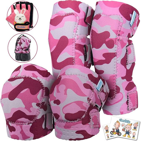 Soft-Style Kids Knee and Elbow Pads with Bike Gloves, Flexible Impact-Resistant Gear for Ages 2-11, Designed for Balance Bikes, Roller-Skating, and Skateboarding-StrideForce Fitness
