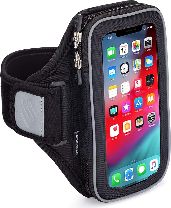 Sporteer Velocity V8 Running Armband - Compatible with iPhone 16 Pro Max, 16 Plus, 15/14 Pro Max, 16/15/14 Pro, iPhone 16/15/14, Galaxy S24+, S23 Plus, Pixel, & Many More Cell Phones - FITS Cases-StrideForce Fitness
