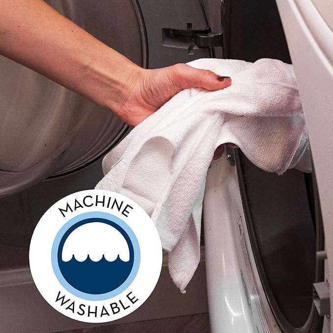 S&T INC. 50 Pack Microfiber Cleaning Cloth, Bulk Towels for Home, Reusable Microfiber Towels for Cars, Cleaning Rags, White, 11.5 Inches x 11.5 Inches, 50 Count-StrideForce Fitness