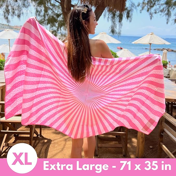 ECCOSOPHY Microfiber Beach Towel - Sand Free Towels are Quick Dry, Light Weight, Super Absorbent - Perfect Pool, Travel, Cruise, Camping Essentials - Oversized Extra Large for Adults 71x35 in-StrideForce Fitness