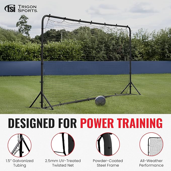 Trigon Sports Soccer Rebounder Net, 6’ x 12’ Bounce Back Net Soccer Goals for Backyard, Easy Setup, Kick Back Trainer for Passing, Ball Control & Volley Practice for Kids, Teens & Adults-StrideForce Fitness