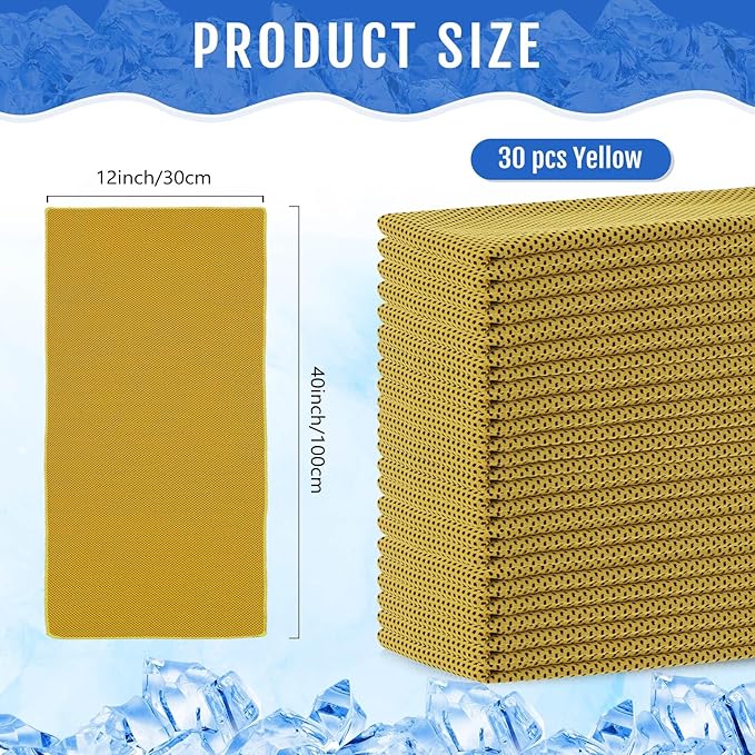 Hosuly 30 Pack Cooling Towels, 40"x12" Ice Breathable Soft Chilly Sweat Rag Microfiber Workout Rags for Gym Cooling Towels for Neck and Face for Yoga Golf Sport Running-StrideForce Fitness