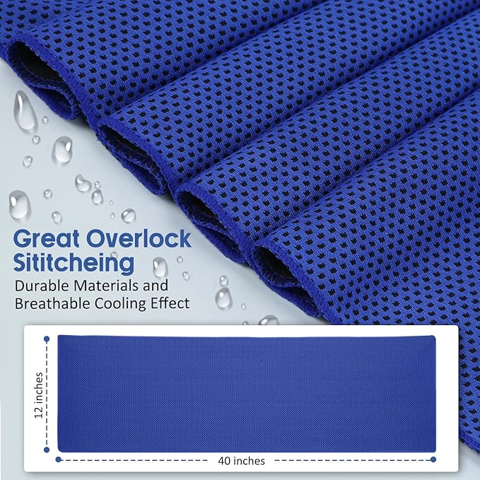 Cooling Towels 20 Pack, 40"x 12" Cooling Rags Neck Wraps for Sports with Carrying Pouch, Gym Cooling Neck Towels for Hor Weather, Sweat, Fitness, Travel-StrideForce Fitness