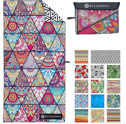 ECCOSOPHY Microfiber Beach Towel - Sand Free Towels are Quick Dry, Light Weight, Super Absorbent - Perfect Pool, Travel, Cruise, Camping Essentials - Oversized Extra Large for Adults 71x35 in-StrideForce Fitness