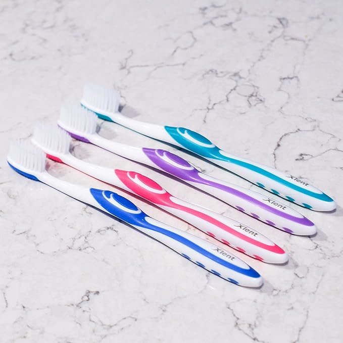 Super Soft, Tapered Bristle Toothbrush with Tongue Cleaner Assorted Colors - (4 Count)