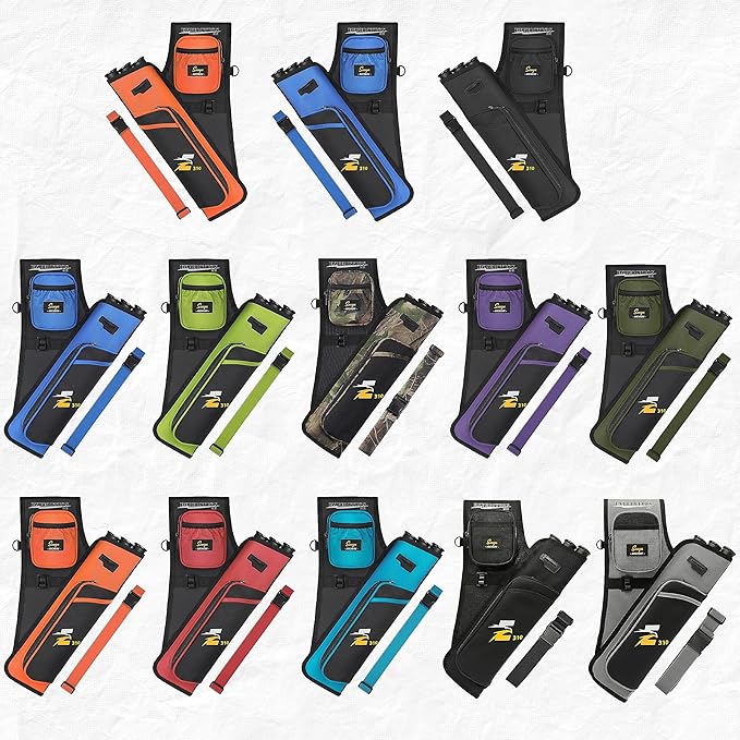 SUNYA Archery Hip Quiver for Arrows. Includes 3 Tubes Arrow Holder, Accessories Pockets and Waist Belt. Fit for Compound and Recurve Bow Practice.-StrideForce Fitness