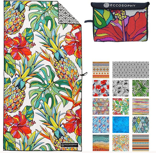 ECCOSOPHY Microfiber Beach Towel - Sand Free Towels are Quick Dry, Light Weight, Super Absorbent - Perfect Pool, Travel, Cruise, Camping Essentials - Oversized Extra Large for Adults 71x35 in-StrideForce Fitness