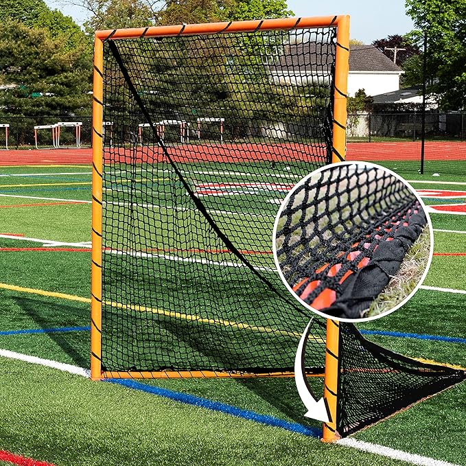 Velocity Heavy Duty Black & White Lacrosse Net - Fits 6’x6’x7’ Goals - Weatherproof, UV Resistant 1000D High-Strength Polyester - Comes with 100+ Feet of Lacing Cord and 4 Quick Ties-StrideForce Fitness