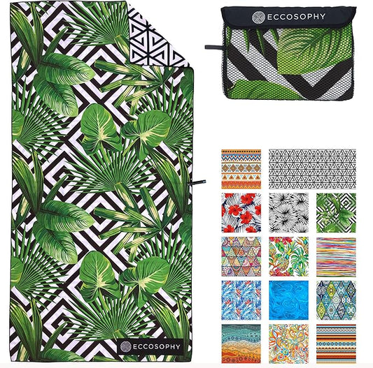 ECCOSOPHY Microfiber Beach Towel - Sand Free Towels are Quick Dry, Light Weight, Super Absorbent - Perfect Pool, Travel, Cruise, Camping Essentials - Oversized Extra Large for Adults 71x35 in-StrideForce Fitness