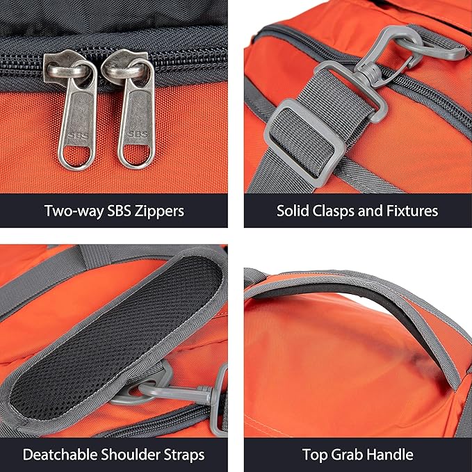 Ubon Large Duffel Bag Weekender Bags with Shoe Compartments 4-Way Sports Gym Backpack with Padded Straps Camping Traveling Duffle Bag-StrideForce Fitness