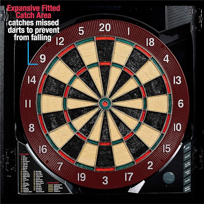 MD Sports Dartboard Cabinet Multiple Styles Electronic Dartboard With Digital X/O Cricket Scorekeeping and Dart Set, Perfect for Cricket Games-StrideForce Fitness
