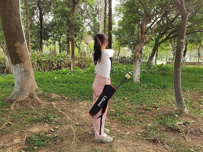 YLS Archery Hip and Back Quiver for Arrows - Black Arrow Quiver for Kids and Adults - Adjustable Arrow Holder with a Padded Strap and Belt Clip - Archery Accessories for Field and Practice-StrideForce Fitness