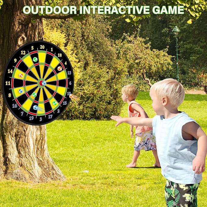 Large Dart Board for Kids, Kids Double-Sided Dart Board with Sticky Balls and Darts, Indoor/Outdoor Sport Fun Party Play Game Toys, Gifts for 3 4 5 6 7 8 9 10 11 12 Year Old Boys Girls-StrideForce Fitness