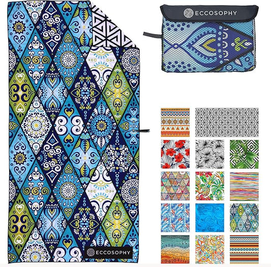 ECCOSOPHY Microfiber Beach Towel - Sand Free Towels are Quick Dry, Light Weight, Super Absorbent - Perfect Pool, Travel, Cruise, Camping Essentials - Oversized Extra Large for Adults 71x35 in-StrideForce Fitness