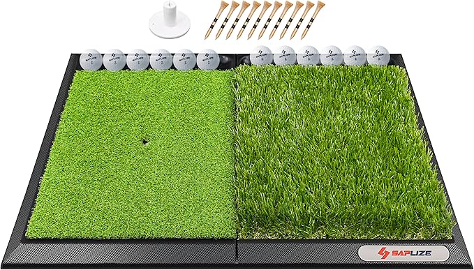 SAPLIZE Foldable Heavy-Duty Golf Hitting Mat, Practice Mat with 10mm EVA Rubber Backing, Larger Size for Indoor/Outdoor Swing and Chipping Practice, Anti-Deformation-StrideForce Fitness