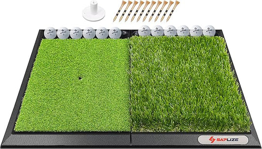SAPLIZE Foldable Heavy-Duty Golf Hitting Mat, Practice Mat with 10mm EVA Rubber Backing, Larger Size for Indoor/Outdoor Swing and Chipping Practice, Anti-Deformation-StrideForce Fitness