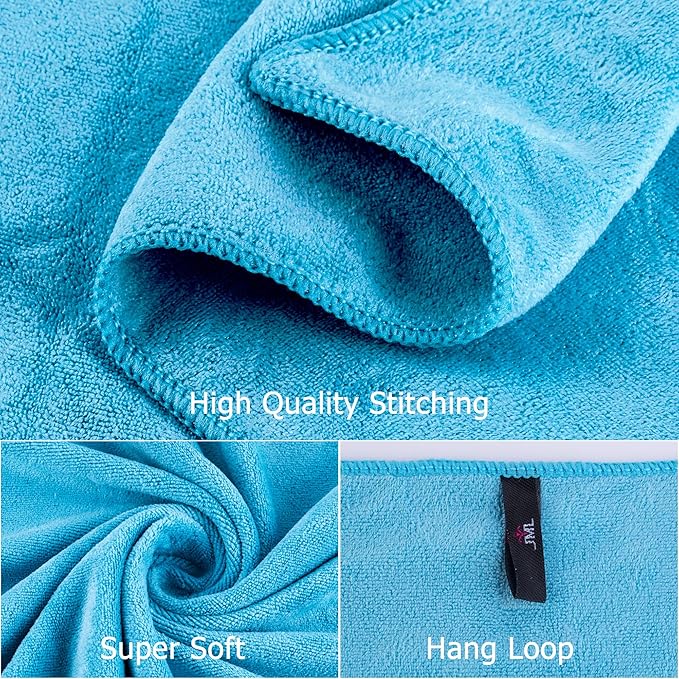 JML Microfiber Bath Towels, Bath Towel Set (6 Pack, 27" x 55") - Extra Absorbent and Fast Drying,Multipurpose Microfiber Towel for Bath, Beach, Pool, Sports, Yoga - Sky Blue-StrideForce Fitness