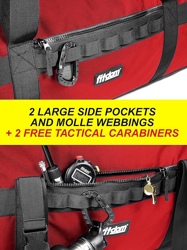 Fitdom 132L 36" Heavy Duty Extra Large Sports Gym Equipment Travel Duffel Bag W/Adjustable Shoulder & Compression Straps. Perfect for Soccer Baseball Basketball Hockey Football Team Coaches & More-StrideForce Fitness