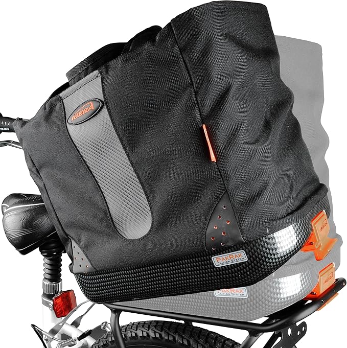 Ibera Bike Bag Insulated Cooler 16L - Clip-On Bike Rack Bag with Hard Base & Shoulder Straps - Fresh-Keeping & Reusable Grocery Bag - Bike Accessories for Adult Bikes - PAKRAK ONLY RACKS-StrideForce Fitness
