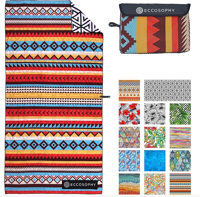ECCOSOPHY Microfiber Beach Towel - Sand Free Towels are Quick Dry, Light Weight, Super Absorbent - Perfect Pool, Travel, Cruise, Camping Essentials - Oversized Extra Large for Adults 71x35 in-StrideForce Fitness
