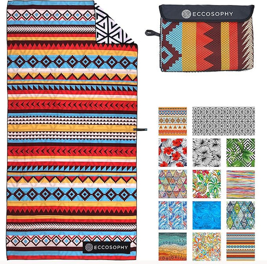 ECCOSOPHY Microfiber Beach Towel - Sand Free Towels are Quick Dry, Light Weight, Super Absorbent - Perfect Pool, Travel, Cruise, Camping Essentials - Oversized Extra Large for Adults 71x35 in-StrideForce Fitness