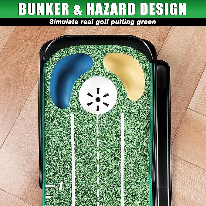 CHAMPKEY Professional Hazard Golf Putting Green Come with Golf Putting Gates and Putting Mirror - Progressive Slope Tech and Noise Reduction Tech Golf Putting Mat-StrideForce Fitness