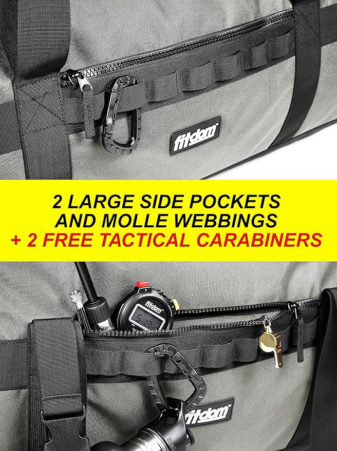 Fitdom 132L 36" Heavy Duty Extra Large Sports Gym Equipment Travel Duffel Bag W/Adjustable Shoulder & Compression Straps. Perfect for Soccer Baseball Basketball Hockey Football Team Coaches & More-StrideForce Fitness