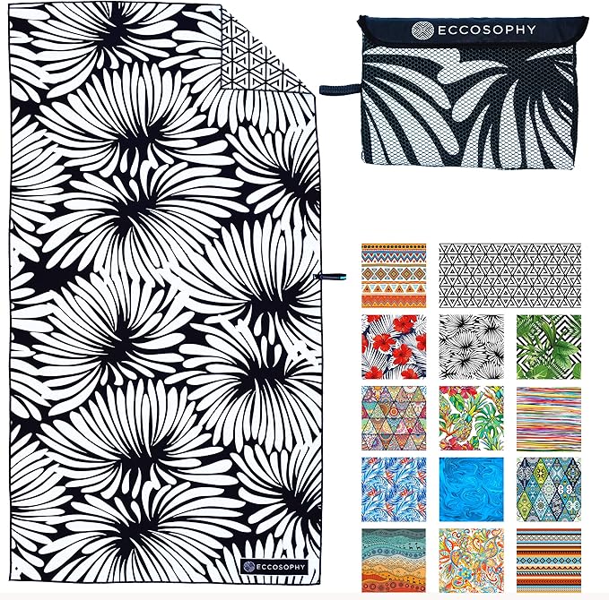 ECCOSOPHY Microfiber Beach Towel - Sand Free Towels are Quick Dry, Light Weight, Super Absorbent - Perfect Pool, Travel, Cruise, Camping Essentials - Oversized Extra Large for Adults 71x35 in-StrideForce Fitness