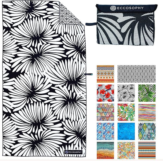 ECCOSOPHY Microfiber Beach Towel - Sand Free Towels are Quick Dry, Light Weight, Super Absorbent - Perfect Pool, Travel, Cruise, Camping Essentials - Oversized Extra Large for Adults 71x35 in-StrideForce Fitness
