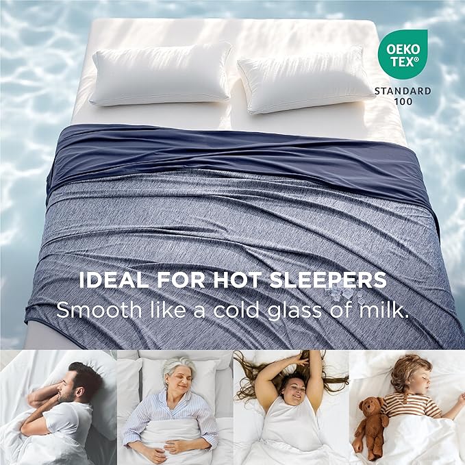 Bedsure Summer Cooling Navy Blue Throw Blanket for Hot Sleepers with Sports Mesh Design, Arc-Chill Q-Max 0.4 Lightweight Breathable Ice Cold Blanket Throws for Night Sweats, 50 x 70 Inches-StrideForce Fitness